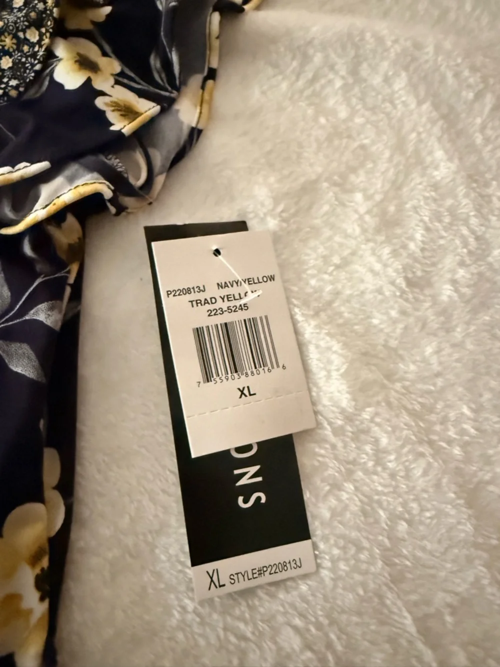 New Perceptions New York Yellow Floral Ditsy Blue Dress XL NWT - Picture 9 of 9